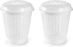 PlasticForte Wasmand met deksel - Set van 2x stuks - 50 liter - wit - rond - D45 x H57 cm - opbergmand — thumbnail 1