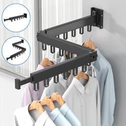 Wanddroogrek Inklapbaar 18 Haken - Droogrek Muur Wandmontage Ophangbaar - Clothes Rack Uitschuifbaar + Montage Kit - Wit — thumbnail 3