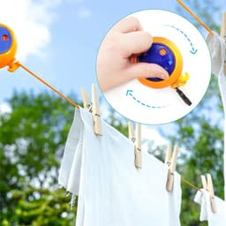 Waslijn, uittrekbaar, waslijn, camping, draagbaar, 8 m, outdoor, camping, winddicht, draagbaar hangend rek, kledingrek, wasrek, voor badkamer, wasruimte, tuin of reizen — thumbnail 5