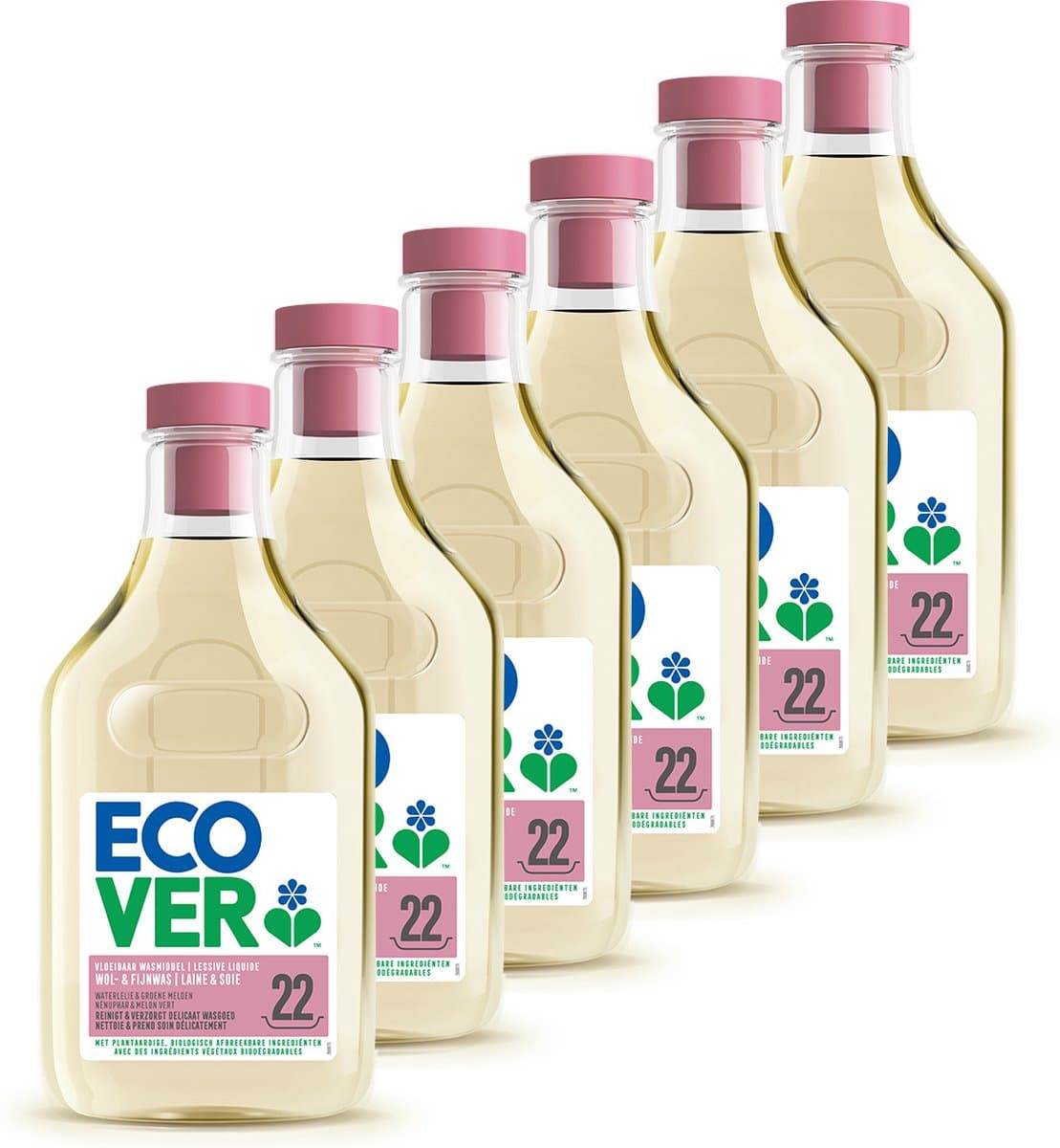 Ecover - Vloeibaar Wasmiddel Wol- & Fijnwasmiddel - Voordeelverpakking 6 x 1 L - 132 wasbeurten - Beschermt wol en fijne stoffen - Plantaardig & Biologisch afbreekbaar — afbeelding 1