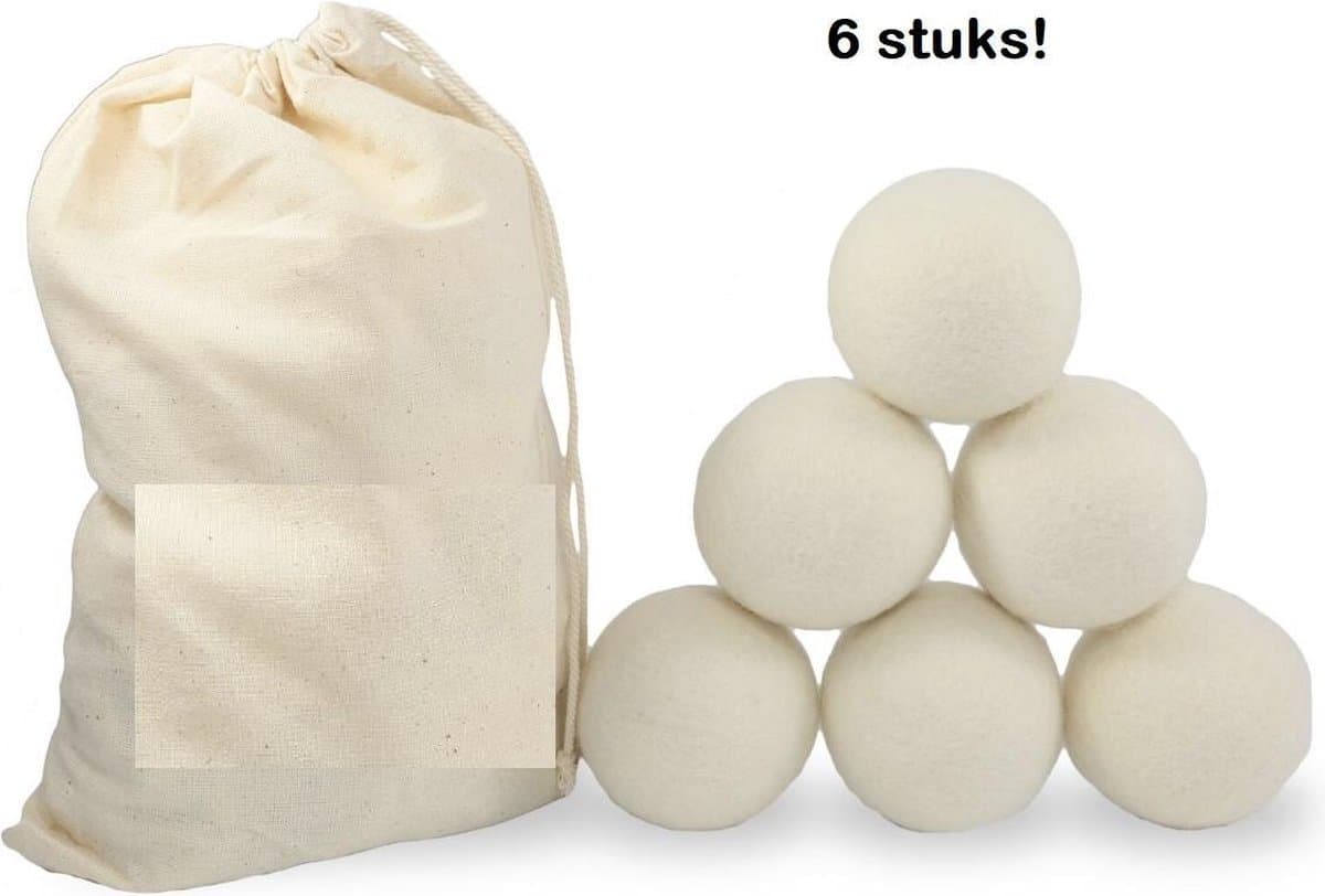 Droger Ballen Wol 6 Stuks -Herbruikbare Wollen Droger Ballen - Was Droger Ballen- set 6 stuks — afbeelding 1