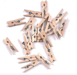 Houten mini knijpers- 20 stuks- Ideaal voor foto's en andere huishoudelijke/zakelijke artikelen — thumbnail 1