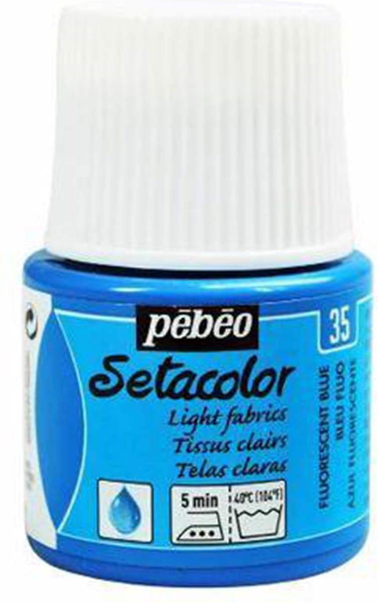 Pébéo Setacolor Fluoriserend Blauwe Textielverf - 45ml textielverf voor lichte stoffen — afbeelding 1