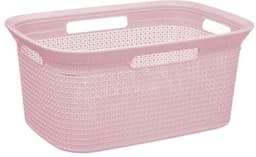 Wasmand van rotan gevlochten - 2x - lichtroze - kunststof - 45 liter - 59 x 41 x 27 cm — thumbnail 3