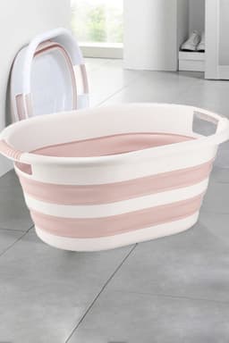 Asir Inklapbare Wasmand - 63x45x27 cm (LxBxH) - Wit-Roze - 50 liter - 100% kunststof — thumbnail 2