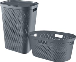 Curver Infinity Recycled Wasmand met deksel 60L + Wasmand 40L - Antraciet — thumbnail 1
