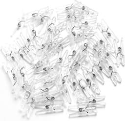 FSW-Products - Kleine Mini Knijpers - 50 STUKS - Transparant - Knijpertjes - Fotoknijpers - Geboorte Wasknijpers - 2.5 CM - Kaartknijpers - Foto knijpers - Knijper om foto's aan op te hangen - Wasknijpers - Kerstkaart hangers - Polaroid - Decoratie — thumbnail 1