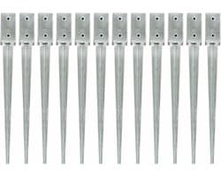 vidaXL - Grondpinnen - 12 - st - 7x7x75 - cm - gegalvaniseerd - staal - zilverkleurig