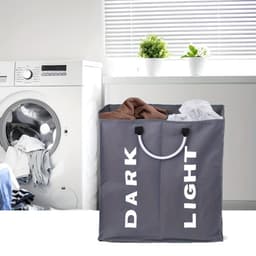 Nivard Wassorteerder - Wasmand 2 Vakken - Laundry Basket - Wassorteerder Op Wieltjes - Bag - Donkergrijs — thumbnail 3