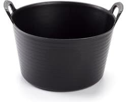 Plasticforte flexibele emmer/kuip - zwart - kunststof - rond - 56 liter - 60 x 53 x 38 cm - wasmanden - tuinafval - speelgoed — afbeelding 1