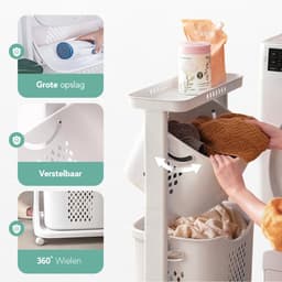 Sens Design Wassorteerder – Wasmand met 3 vakken - op wieltjes — thumbnail 2