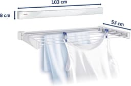 Wanddroger Telegant 72 Protect, waslijn 90 cm voor kleine huishoudens, wasruimte met muurbevestiging, binnen en buiten, wasdroger tussendoor — thumbnail 4