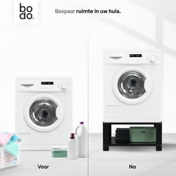 Bodo® - Wasmachine Verhoger - Kast - Ombouw met Plank - Zwart - 63x54x31cm — thumbnail 2