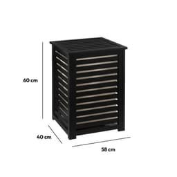 Wasmand met deksel - Bamboe - Zwart - 65 l - 40 cm x 38 cm x 58 cm — thumbnail 2