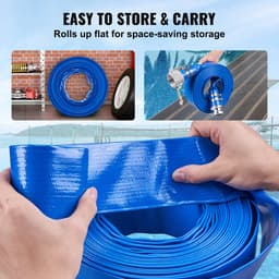 VEVOR Industrieslang 50,8mmx15,24m Platte Slang PVC Brandslang 58 PSI (4 Bar) Werkdruk Rioolslang 174 PSI (12 Bar) Barstdruk Bouwslang met Camlock C/E Aansluitingen, 4 Klemmen, Blauw — thumbnail 5