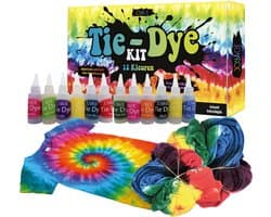 Joyage Tie Dye Kit Verf - 12 kleuren - Tie dye verf poeder - Tie dye set kinderen knutselset Textielverf wasmachine - Batik Verf set Wasmachinetextielverf Tye Dye set Meisjes speelgoed 5 jaar 6 jaar 7 jaar 8 jaar Sinterklaas cadeau verjaardagsfeestje