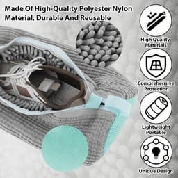 Herbruikbare Waszak voor Schoenen - Ideaal voor Sneakers en Hardloopschoenen - 2 Stuks - Grijs — thumbnail 4
