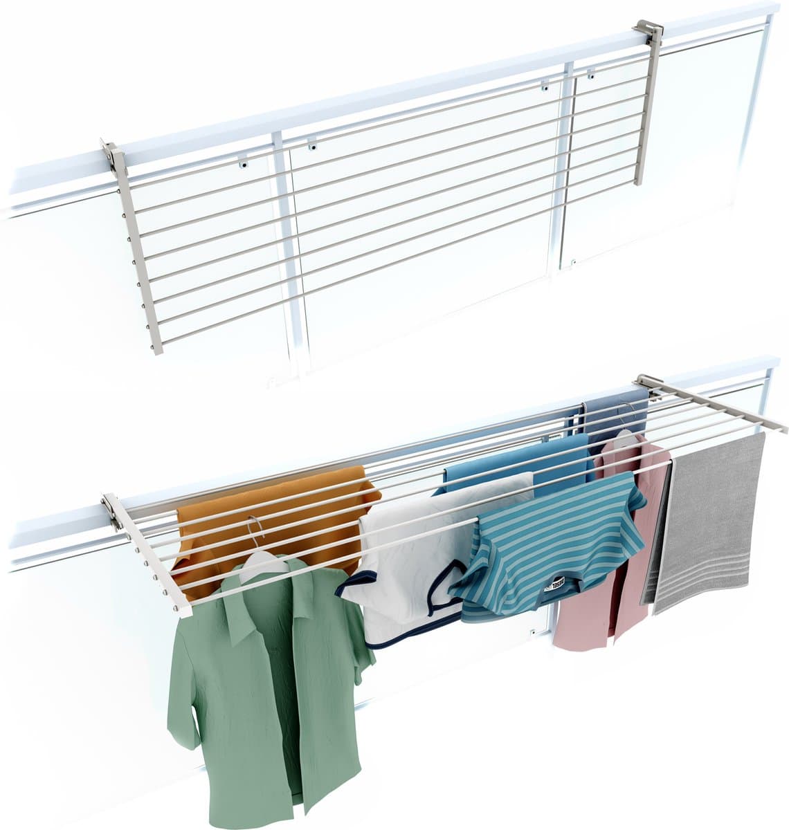 Foxydry Duo 162 cm hangend droogrek - wit - rechthoekige reling — afbeelding 1