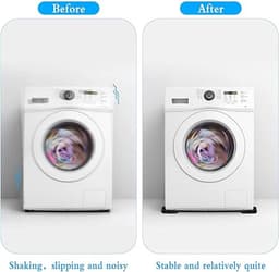 Azalia 4 stuks 9 x 9 x 1 cm wasmachine-onderleggers, rubberen pads, anti-trillingsdemper voor droger, meubels en kasten, luidspreker-rubberen mat, premium sluitringen, mat, 1 cm dik — thumbnail 4