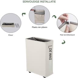 Opvouwbare Wasmand op Wieltjes - Dunne Waterdichte Wasmand - Geschikt voor Huishoudelijk Gebruik - Beige - Compact Formaat - 1 stuk — thumbnail 5