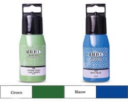 Artdeco 3D Dimensionale Verf Set – 2x50 ml – Blauw & Groen – Geschikt voor Stof, Glas, Keramiek, Karton, Metaal, Papier & Steen – 3D Liner Textuur- en Reliëfschilderen Dimensional Paint