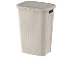Weave - Wasmand - Wasmand Met Deksel - Hoog Model – 53 Liter – Crèmekleurig – Stevig Gevlochten Kunststof – Ademend Design