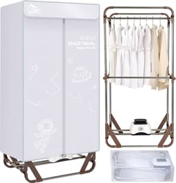 Uten Draagbare elektrische droger Gr886 - 2 lagen droog - Inklapbaar Design - Warmtepompdroger - 1500 W - Timer 0-180 Min - Droogrek met Verwarming - Wasdroger - Tot 10kg wasgoed - Als wasdroger, droogrek en Kledingkast- Hoogte 1.7 M - Grijs — thumbnail 1