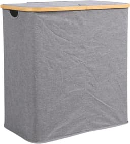 Livano Wasmand 2 Vakken - Wassorteerder - Laundry Basket - Bag - Grijs - 100 Liter — thumbnail 1