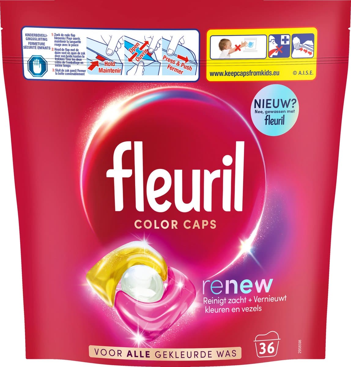 Fleuril Renew Caps - Wascapsules - Gekleurde Was - Voordeelverpakking - 36 Wasbeurten — afbeelding 1