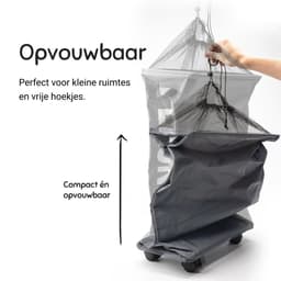 ByLara - Opvouwbare Wasmand - Op wieltjes met Handvat - Wasbox - Antraciet - 42L — thumbnail 5