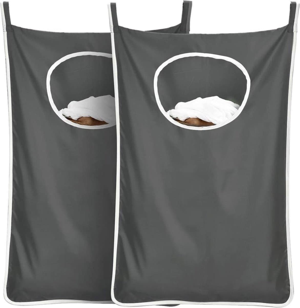 Wasmand Hangend - 2 Stuks - Zwart - 120 Liter - Hangende Opvouwbare Waszak — afbeelding 1