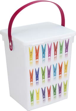 Wasknijper bewaarbox - Kunststof - Wit/Roze - 5 liter - 23x18cm — thumbnail 1