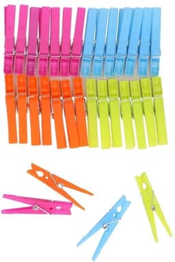 Wasknijpers - 64x stuks - gekleurde knijpers / wasspelden - Kunstof — thumbnail 4