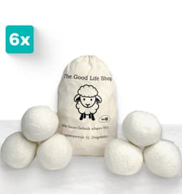 The Good Life Shop XL Drogerballen - Set van 6 XL wasbollen voor wasdroger - Inclusief opbergzak - Wasverzachter vervanging - Energie besparen -Duurzaam organisch wol - Valentijnsdag — thumbnail 1