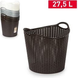 Plasticforte Gevlochten wasmand/opbergmand - flexibel - zilver - 27 liter - rond - kunststof - 40 x 37 cm — thumbnail 2