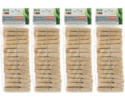 Jedermann wasknijpers - 60x - bamboe hout - 9,5 cm