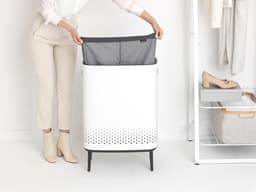 Brabantia Bo Hi Wasmand - met Deksel - 2 x 45 l - Wassorteerder - 2 Vakken - White — thumbnail 3