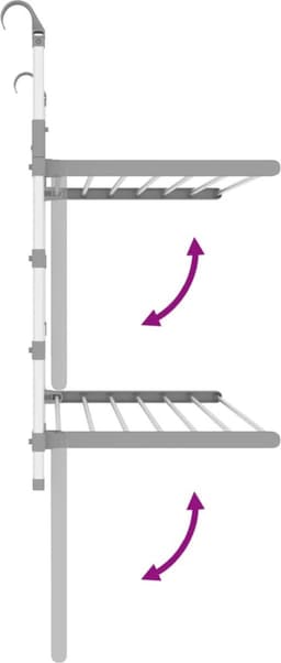 vidaXL - Droogrek - voor - balkon - 89x25x(60-95) - cm - aluminium — thumbnail 5