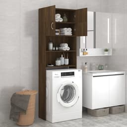 Wasmachine ombouw - Kast - Opbouwmeubel - Verhoger - Wasmachine meubel - Opbergkast - Hout - Bruin Eiken — thumbnail 4