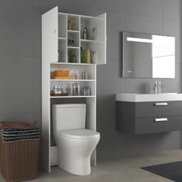Wasmachine ombouw - Kast - Opbouwmeubel - Verhoger - Wasmachine meubel - Opbergkast - Hout - 64x25,5x190 cm - Hoogglans Wit — thumbnail 4