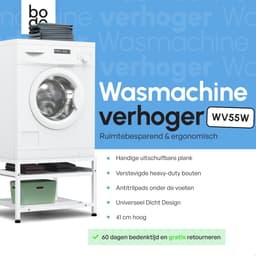 Bodo® - Wasmachine Verhoger - Wasmachine Verhoger Met Uitschuifbare plank - Wasmachine opbouwmeubel - Wasmachine Sokkel - Universeel - Wit — thumbnail 3