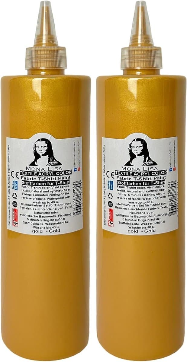 Südor Textielverf 1000 ml, goud.Wasbestendige textielverf voor lichte stoffen. Wasmachinebestendig, wasbestendig. Fixatie door strijken (2 x 500 ml) — afbeelding 1