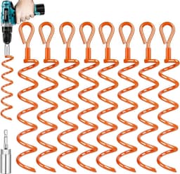 Grondankers - 8 stuks met adapter voor trampoline - spiraalschroeven ankerset voor beveiligen tenten - luifels dekzeilen - schommels trampolines — thumbnail 1