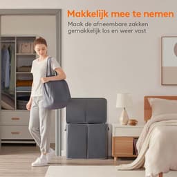 Dubbele Wasmand 105L met Deksel en Verwijderbare Waszakken - Grote Gescheiden Kledingmand - Grijs — thumbnail 2