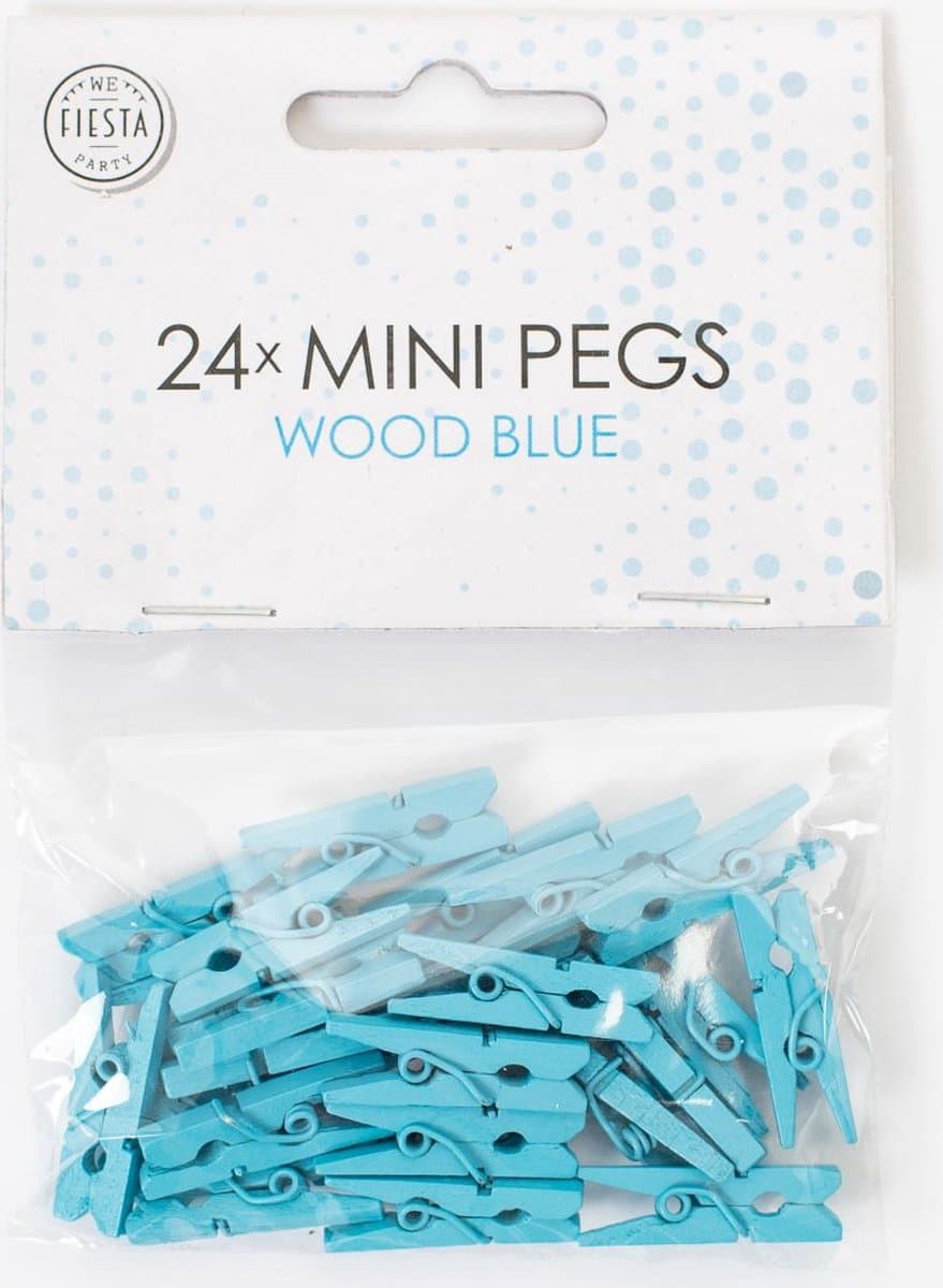 48 Mini houten knijpers Baby / Licht Blauw - Feest Thema Polaroid Foto Ophangen Klein Knijper — afbeelding 1
