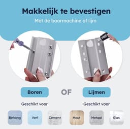 ENISTO® Waslijn - Uittrekbare waslijn - Dubbele lijn - 8,4 meter (2 x 4,2 meter) - Wit - Alternatief droogrek - Wanddroogrek - Waslijndraad uittrekbaar - Roldrooglijn - Wasdraad - Ruimtebesparend - Met of Zonder boren — thumbnail 5