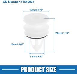 Dailygoods- Deurbekledingsclips - Duurzaam Kunststof - 10 Stuks - Wit - Slijtvast - Voor Chevrolet/Buick - Totale Lengte 28 mm - Autoclips — thumbnail 3