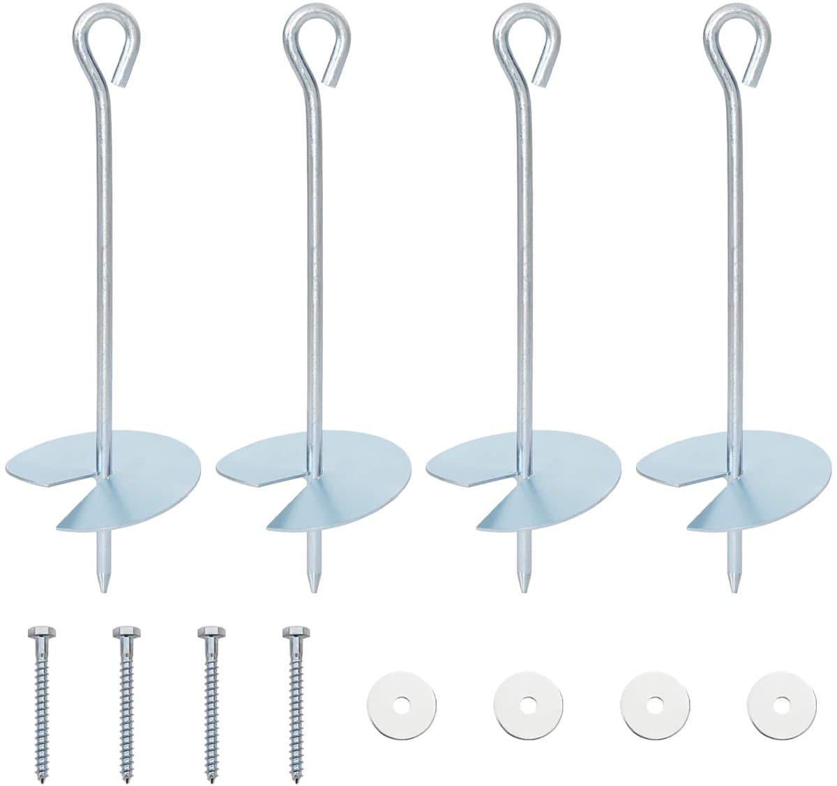 vidaXL - Aardanker - 4 - st - Ø10 - x - 30 - cm - Gegalvaniseerd - Metaal - zilver — afbeelding 1