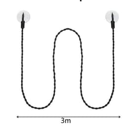 Reiswaslijn - 2 stuks - Met haken en zuignap - Draagbare elastische waslijn - Winddichte hanger voor buiten kamperen - Uitschuifbare waslijn - Waslijn - Voor buiten kamperen, wasdrogen - 3 m - Zwart — thumbnail 5