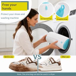 BOTC Waszak schoenen - 2 stuks - Herbruikbaar - Wasmachine&Droger - voor Sneakers en Tennisschoenen - Wit en blauw — thumbnail 4